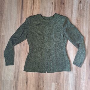 Carlisle Women's 100% Silk Blouse Size 4 Leopard Print Green